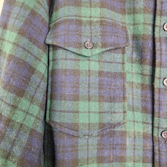 Pendleton 100% Wool Plaid Green Black Watch Flannel Tartan Made In The USA XL - Picture 4 of 12